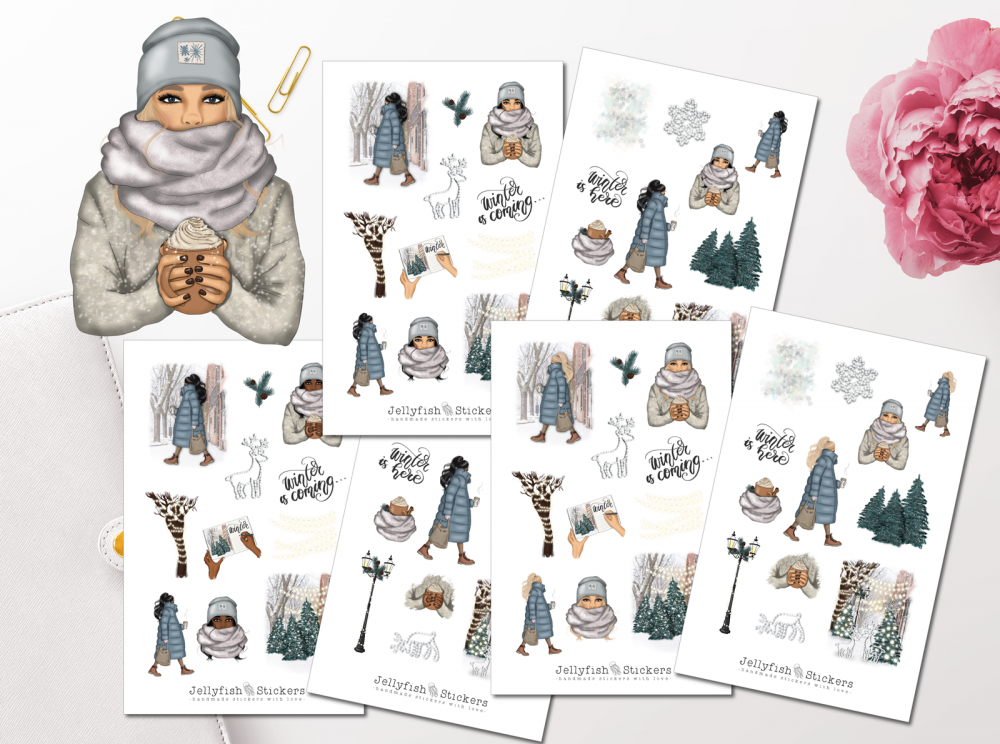 Mädchen Winter Sticker Set